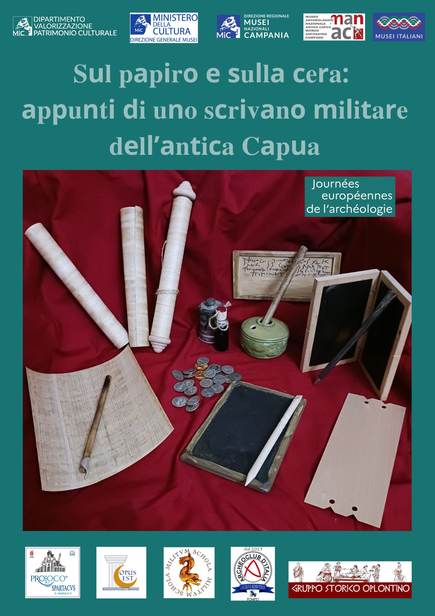 #GEA 2025 al Museo archeologico nazionale dell'antica Capua domenica 15 giugno tavolo didattico “Sul papiro e sulla cera: appunti di uno scrivano militare dell’antica Capua”